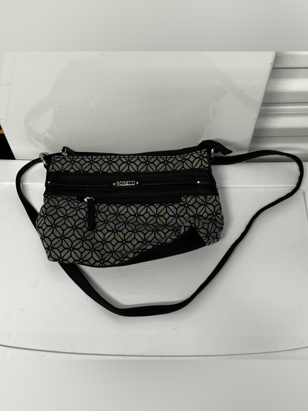 Rosetti Black & Gray Patterned Crossbody Bag